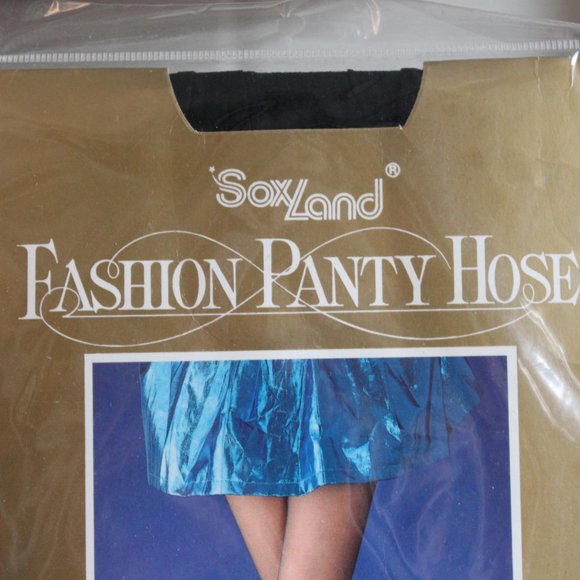 Panty Hose 1980's vintage black Rhinestone Sox Land up to 250 pounds sexy retro - Picture 3 of 6